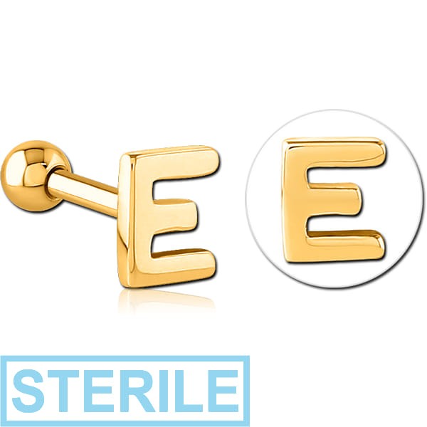 STERILE GOLD PVD COATED SURGICAL STEEL TRAGUS MICRO BARBELL - E