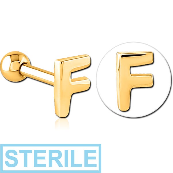 STERILE GOLD PVD COATED SURGICAL STEEL TRAGUS MICRO BARBELL - F