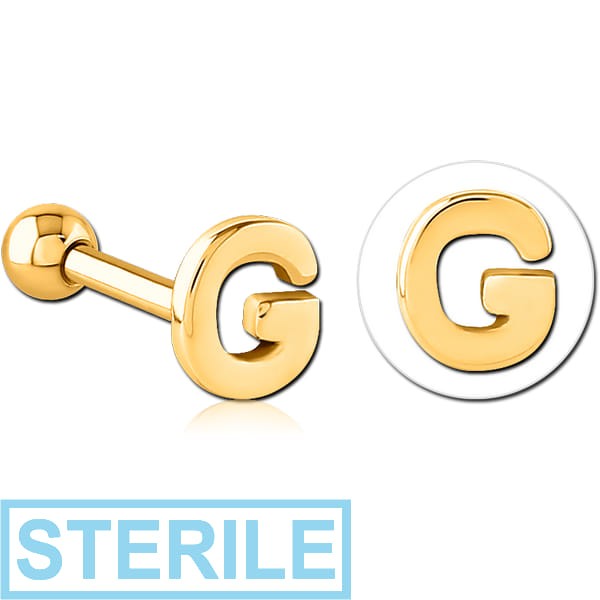 STERILE GOLD PVD COATED SURGICAL STEEL TRAGUS MICRO BARBELL - G