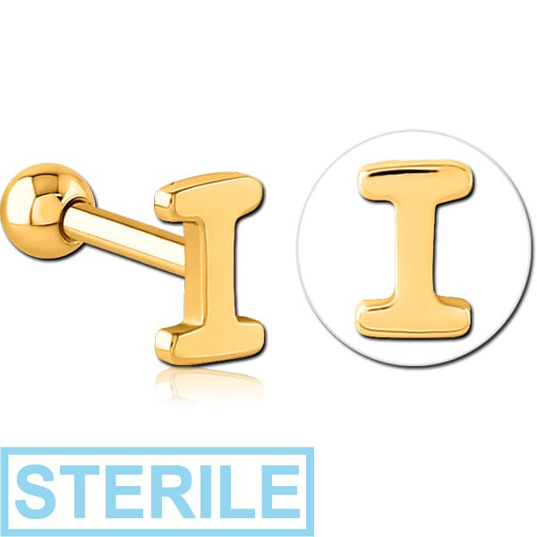 STERILE GOLD PVD COATED SURGICAL STEEL TRAGUS MICRO BARBELL - I
