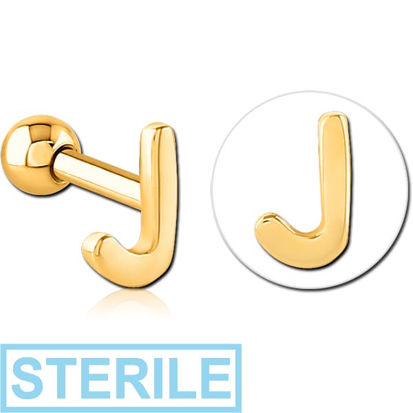 STERILE GOLD PVD COATED SURGICAL STEEL TRAGUS MICRO BARBELL - J