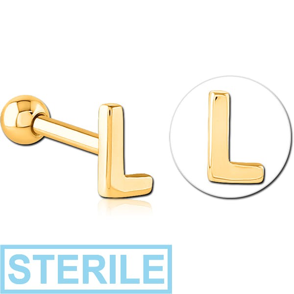 STERILE GOLD PVD COATED SURGICAL STEEL TRAGUS MICRO BARBELL - L