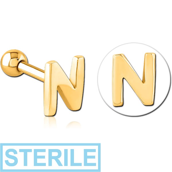 STERILE GOLD PVD COATED SURGICAL STEEL TRAGUS MICRO BARBELL - N