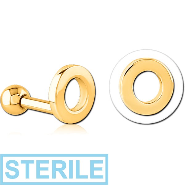 STERILE GOLD PVD COATED SURGICAL STEEL TRAGUS MICRO BARBELL - O