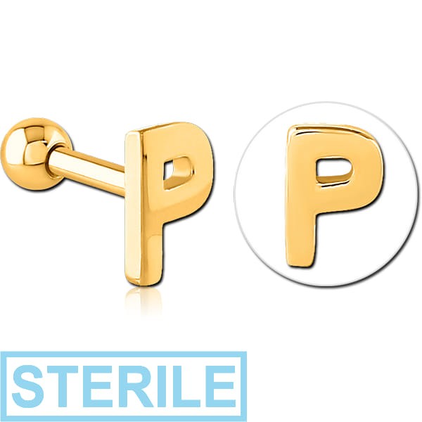 STERILE GOLD PVD COATED SURGICAL STEEL TRAGUS MICRO BARBELL - P