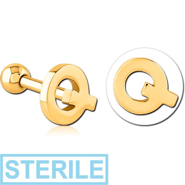 STERILE GOLD PVD COATED SURGICAL STEEL TRAGUS MICRO BARBELL - Q