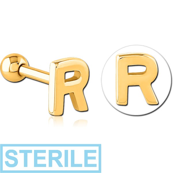 STERILE GOLD PVD COATED SURGICAL STEEL TRAGUS MICRO BARBELL - R