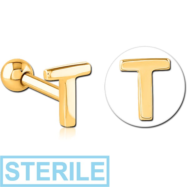STERILE GOLD PVD COATED SURGICAL STEEL TRAGUS MICRO BARBELL - T