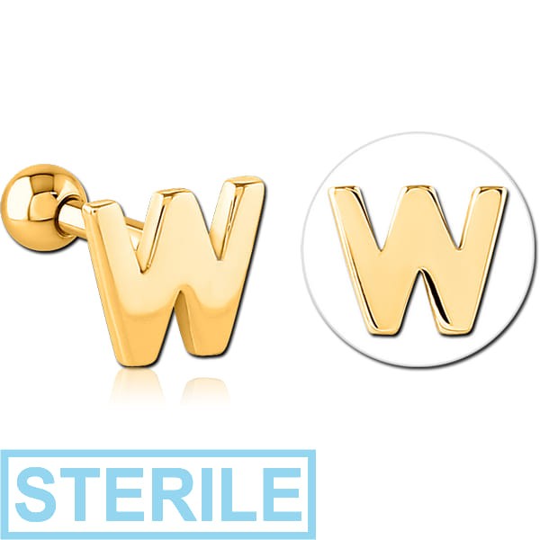 STERILE GOLD PVD COATED SURGICAL STEEL TRAGUS MICRO BARBELL - W