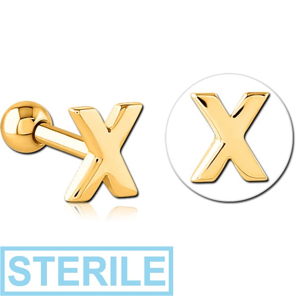 STERILE GOLD PVD COATED SURGICAL STEEL TRAGUS MICRO BARBELL - X