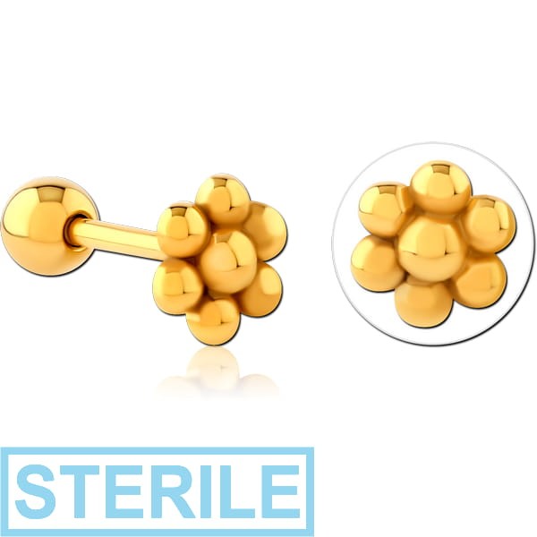 STERILE GOLD PVD COATED SURGICAL STEEL TRAGUS MICRO BARBELL