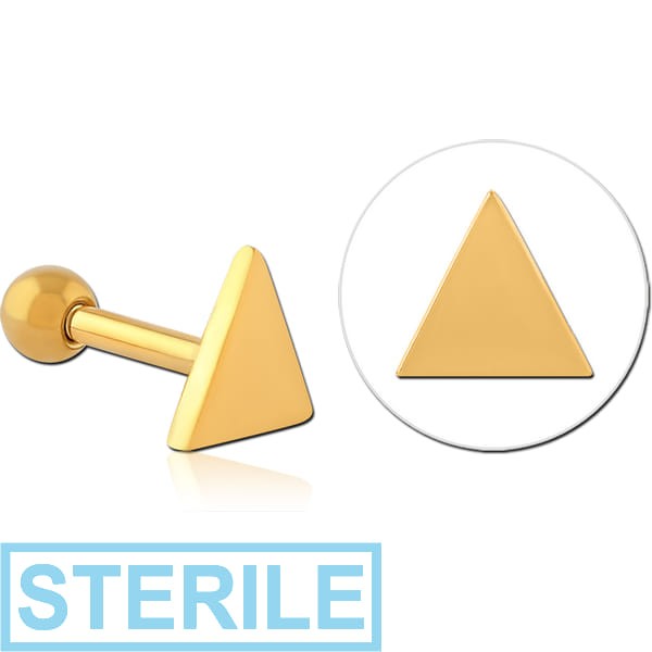 STERILE GOLD PVD COATED SURGICAL STEEL TRAGUS MICRO BARBELL - TRIANGLE