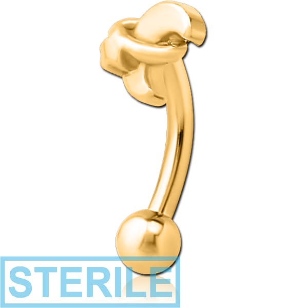 STERILE GOLD PVD COATED SURGICAL STEEL FANCY CURVED MICRO BARBELL - ANNULAR ECLIPSE AND STAR