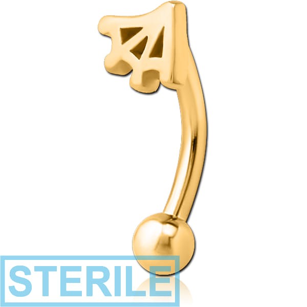 STERILE GOLD PVD COATED SURGICAL STEEL FANCY CURVED MICRO BARBELL - WEB