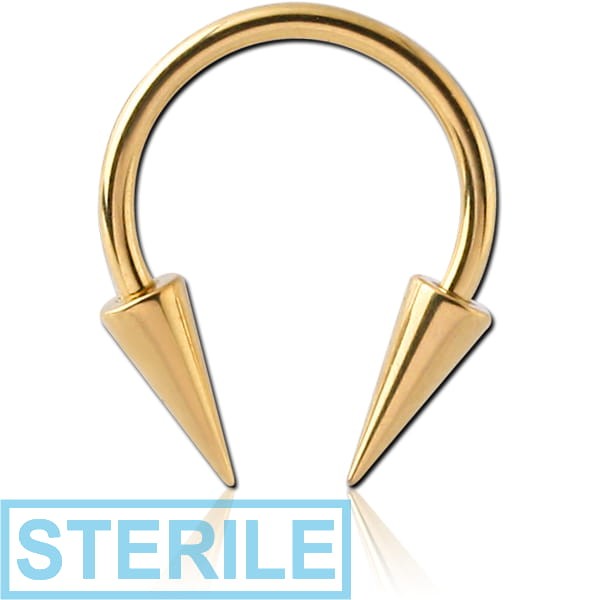 STERILE GOLD PVD COATED SURGICAL STEEL MICRO CIRCULAR BARBELL WITH LONG CONES