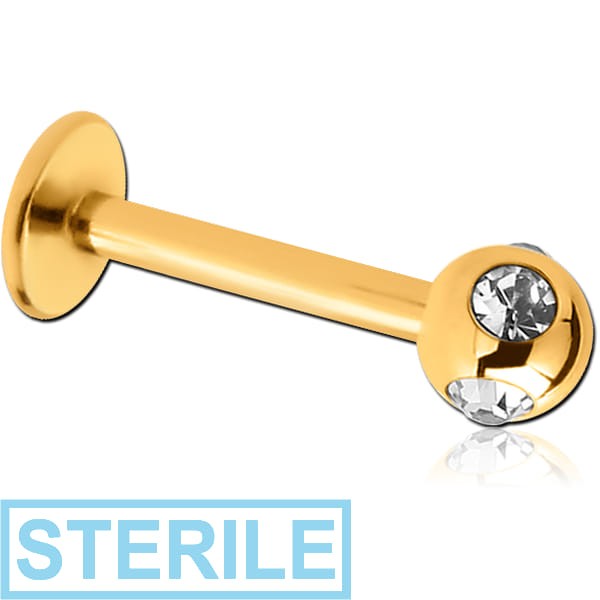 STERILE GOLD PVD COATED SURGICAL STEEL JEWELLED SATELLITE MICRO LABRET