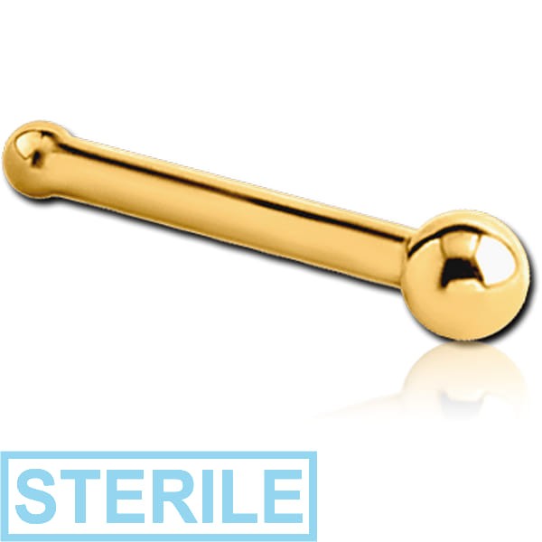 STERILE GOLD PVD COATED SURGICAL STEEL BALL NOSE BONE