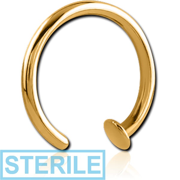 STERILE GOLD PVD COATED SURGICAL STEEL OPEN NOSE RING