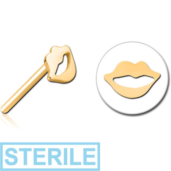 STERILE GOLD PVD COATED SURGICAL STEEL THREADLESS ATTACHMENT - LIPS
