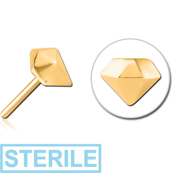 STERILE GOLD PVD COATED SURGICAL STEEL THREADLESS ATTACHMENT - DIAMOND