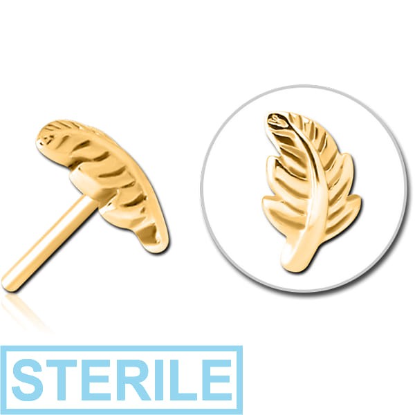 STERILE GOLD PVD COATED SURGICAL STEEL THREADLESS ATTACHMENT - LEAF