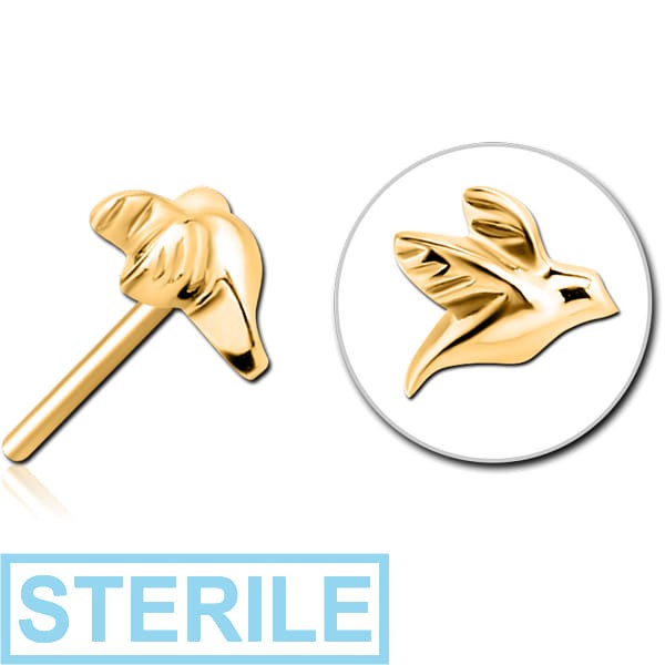 STERILE GOLD PVD COATED SURGICAL STEEL THREADLESS ATTACHMENT - BIRD