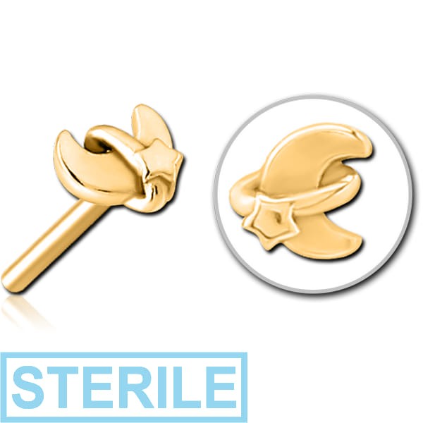 STERILE GOLD PVD COATED SURGICAL STEEL THREADLESS ATTACHMENT - ANNULAR ECLIPSE AND STAR
