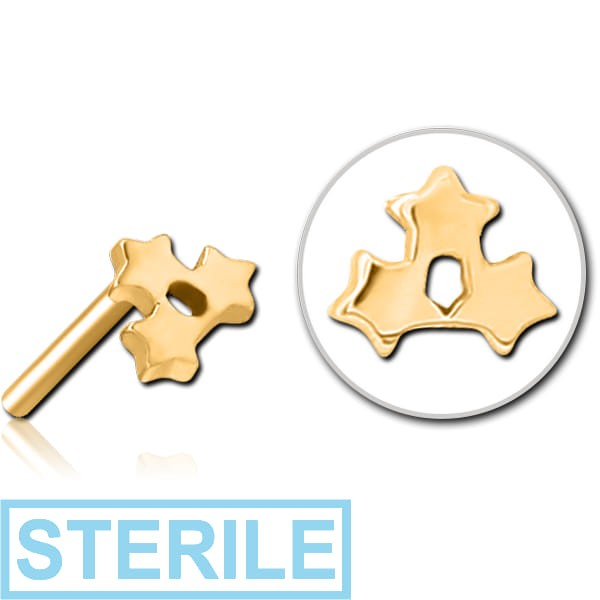 STERILE GOLD PVD COATED SURGICAL STEEL THREADLESS ATTACHMENT - TRIPLE STAR