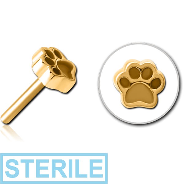 STERILE GOLD PVD COATED SURGICAL STEEL THREADLESS ATTACHMENT - ANIMAL PAW INDENT