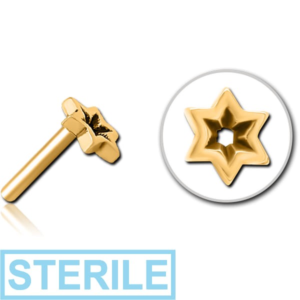 STERILE GOLD PVD COATED SURGICAL STEEL THREADLESS ATTACHMENT - STAR INDENT