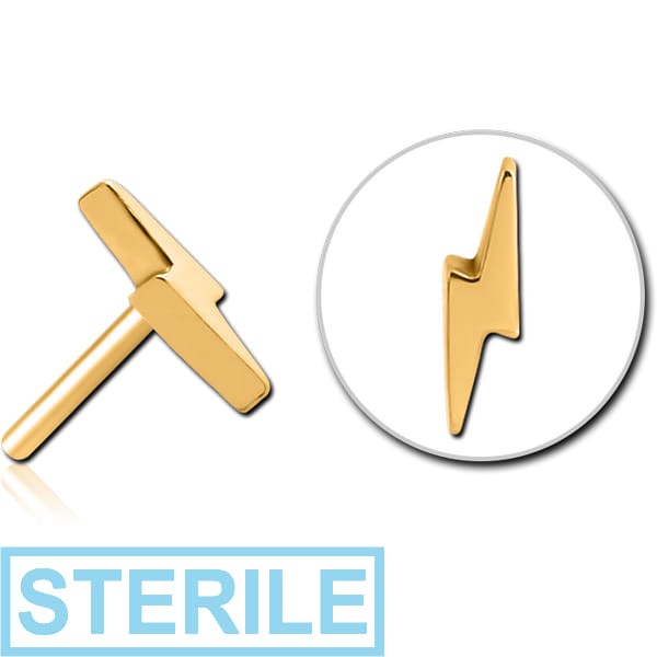 STERILE GOLD PVD COATED SURGICAL STEEL THREADLESS ATTACHMENT - LIGHTNING