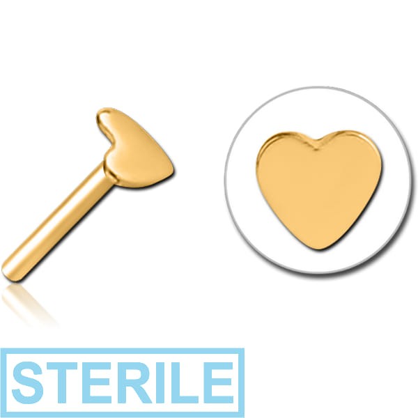 STERILE GOLD PVD COATED SURGICAL STEEL THREADLESS ATTACHMENT - HEART