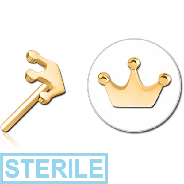 STERILE GOLD PVD COATED SURGICAL STEEL THREADLESS ATTACHMENT - CROWN