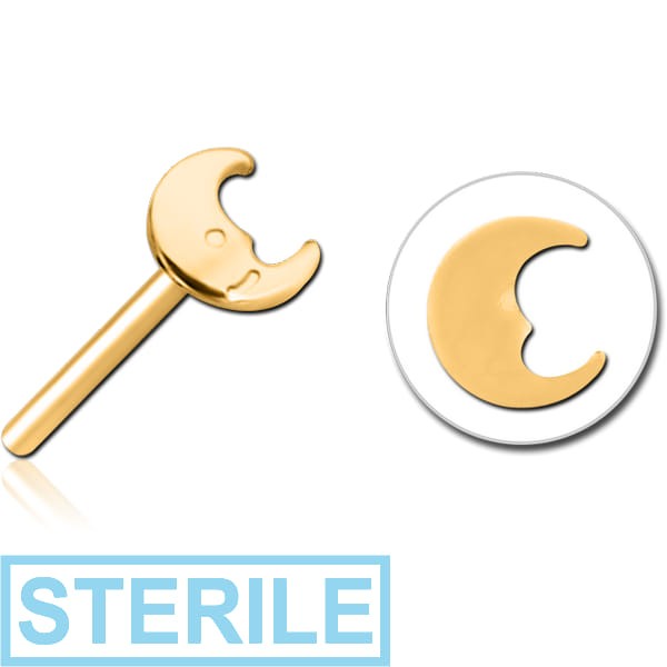 STERILE GOLD PVD COATED SURGICAL STEEL THREADLESS ATTACHMENT - MOON