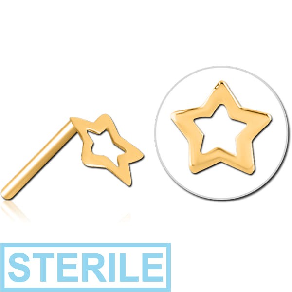 STERILE GOLD PVD COATED SURGICAL STEEL THREADLESS ATTACHMENT - STAR