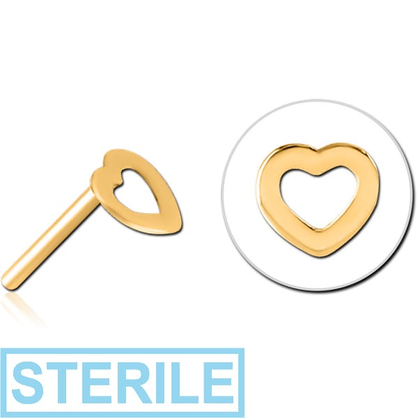 STERILE GOLD PVD COATED SURGICAL STEEL THREADLESS ATTACHMENT - HEART