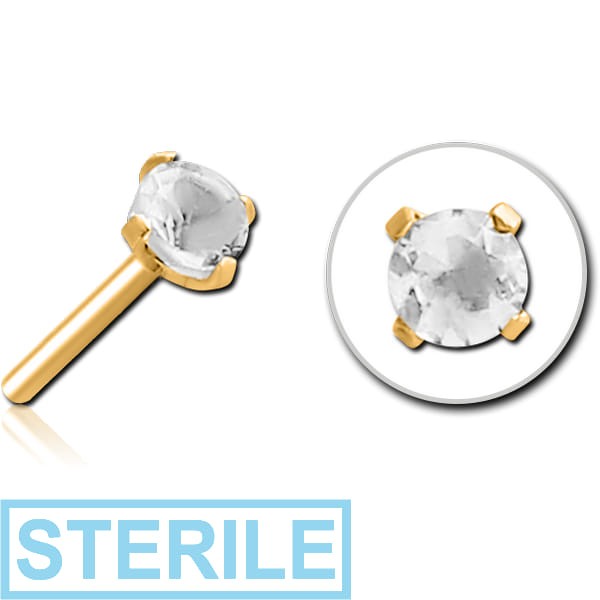 STERILE GOLD PVD COATED SURGICAL STEEL JEWELLED THREADLESS ATTACHMENT - ROUND