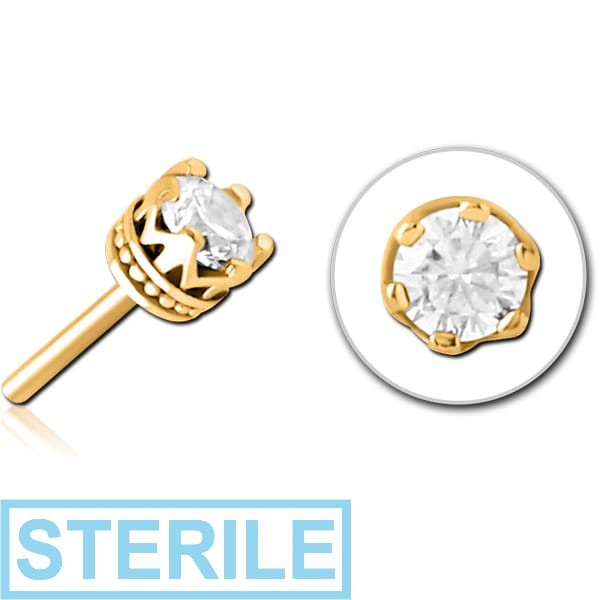 STERILE GOLD PVD COATED SURGICAL STEEL JEWELLED THREADLESS ATTACHMENT - CROWN