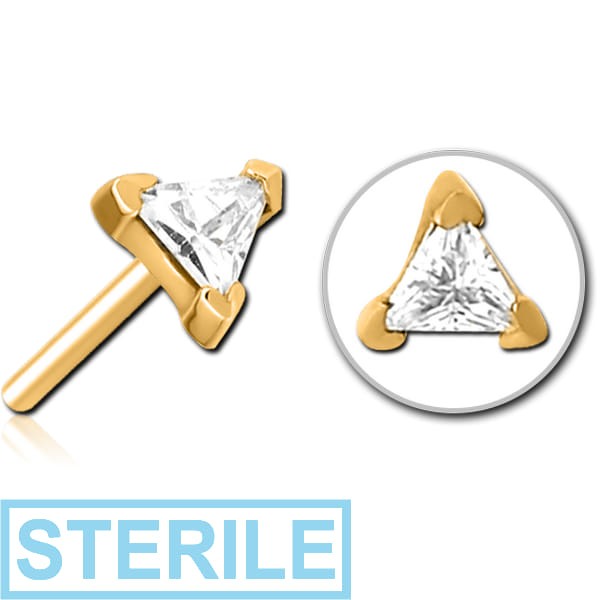 STERILE GOLD PVD COATED SURGICAL STEEL JEWELLED THREADLESS ATTACHMENT - TRIANGLE