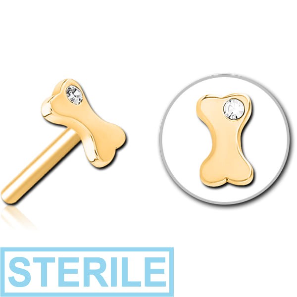 STERILE GOLD PVD COATED SURGICAL STEEL JEWELLED THREADLESS ATTACHMENT - BONE