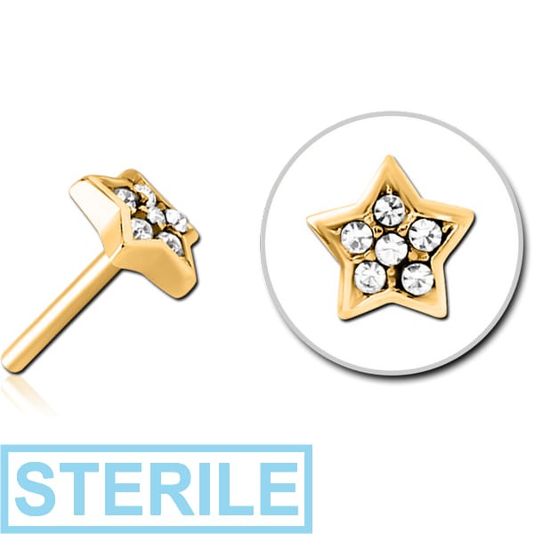 STERILE GOLD PVD COATED SURGICAL STEEL JEWELLED THREADLESS ATTACHMENT - STAR
