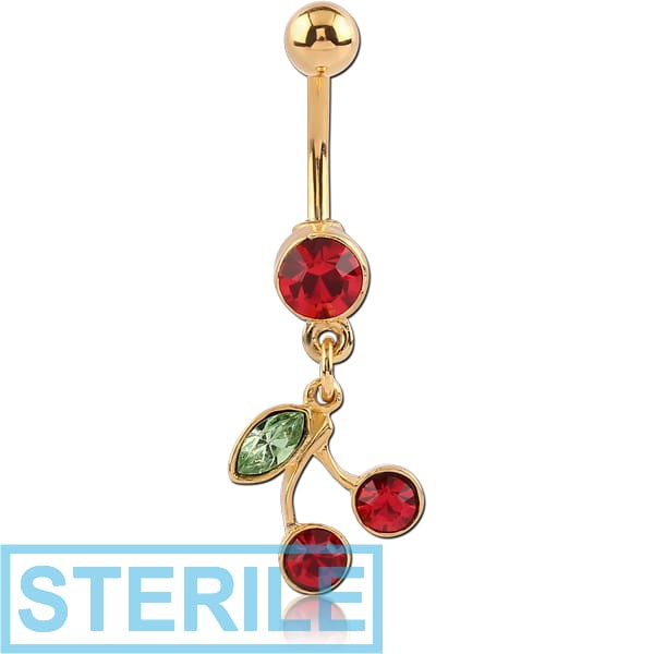 STERILE GOLD PVD COATED JEWELLED FASHION NAVEL BANANA