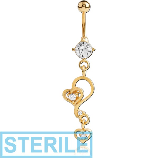STERILE GOLD PVD COATED JEWELLED FASHION NAVEL BANANA