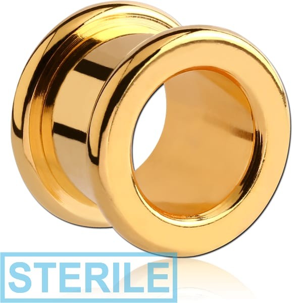 STERILE GOLD PVD COATED STAINLESS STEEL ROUND-EDGE THREADED TUNNEL