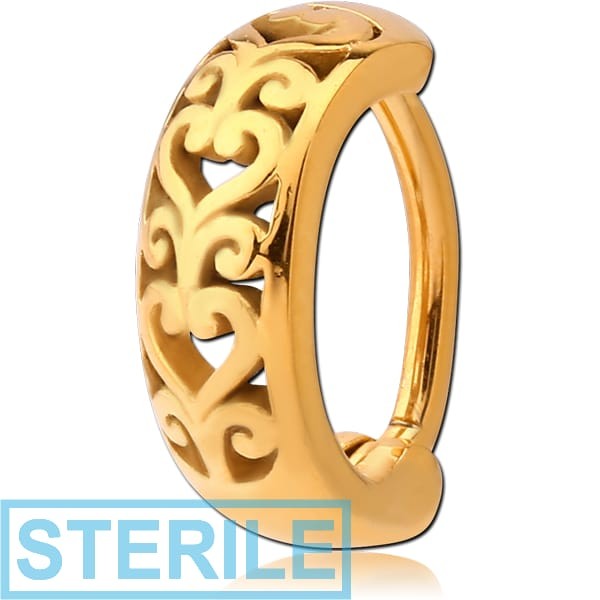 STERILE GOLD PVD COATED SURGICAL STEEL BELLY CLICKER - FILIGREE