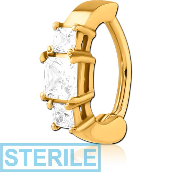 STERILE GOLD PVD COATED SURGICAL STEEL JEWELLED BELLY CLICKER
