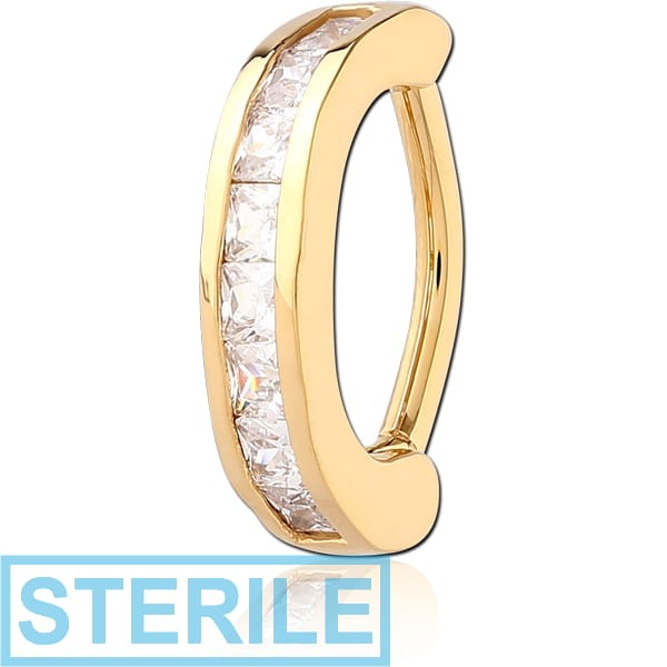 STERILE GOLD PVD COATED SURGICAL STEEL CRYSTALINE JEWELLED BELLY CLICKER