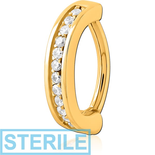 STERILE GOLD PVD COATED SURGICAL STEEL JEWELLED BELLY CLICKER