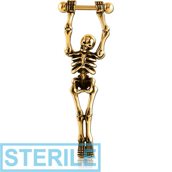 STERILE GOLD PVD COATED SURGICAL STEEL CARTILAGE SHIELD - SKELETON