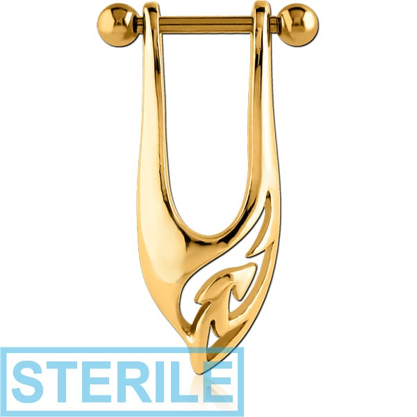 STERILE GOLD PVD COATED SURGICAL STEEL CARTILAGE SHIELD - LEFT